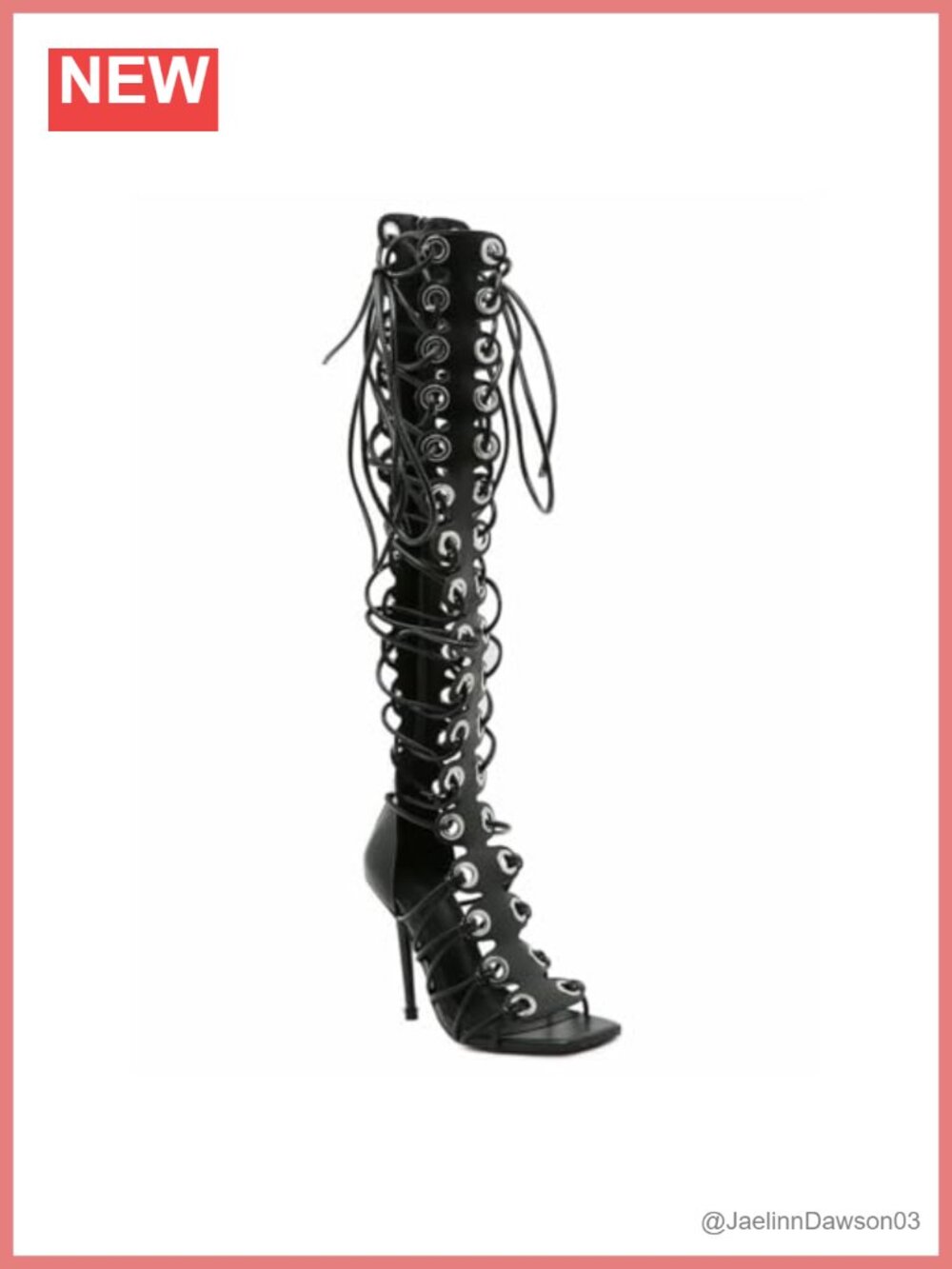Gladiator Heels Women Peep Toe Lace-up Knee High Sandals PU Stiletto Zip